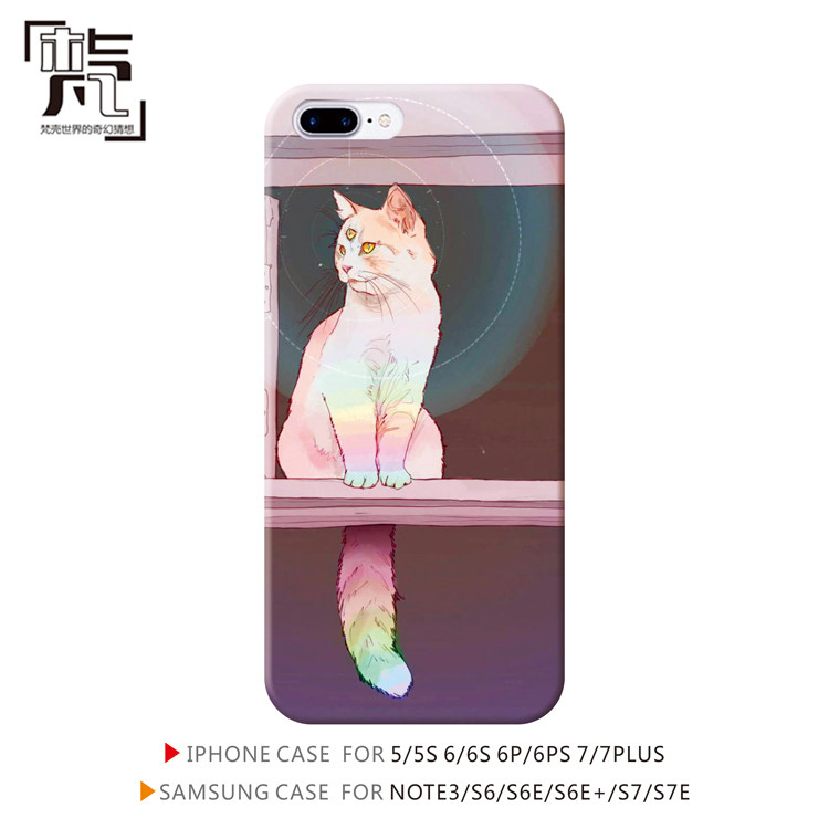 创意个性手绘插画猫咪苹果6s 三星S7 oppo 荣60p10手机壳包邮