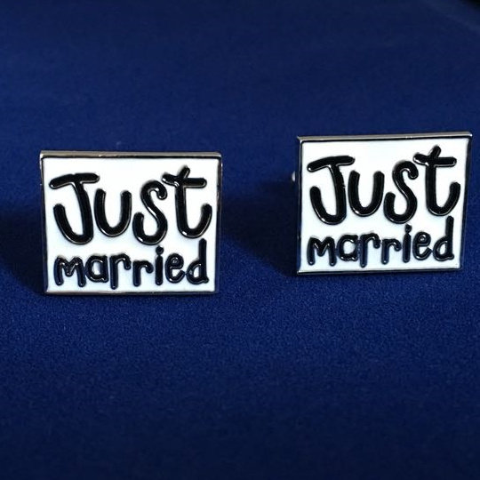 法式方形结婚婚庆新郎袖扣袖口袖钉 cufflinks Just Married