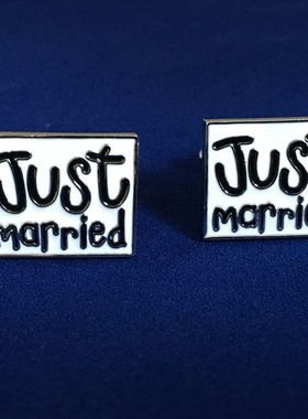 法式方形结婚婚庆新郎袖扣袖口袖钉 cufflinks Just Married