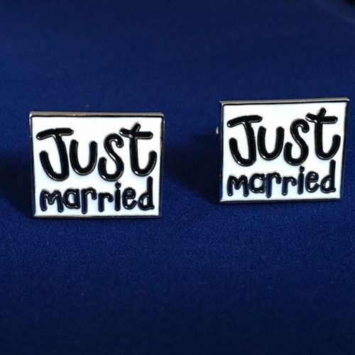 法式方形结婚婚庆新郎袖扣袖口袖钉 cufflinks Just Married