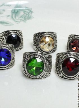 男士欧美复古朋克风宝石戒指