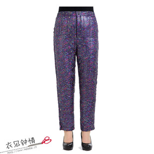 清仓货母亲羽绒裤松紧腰小码花色 女款时尚棉裤冬身高145/70-85斤