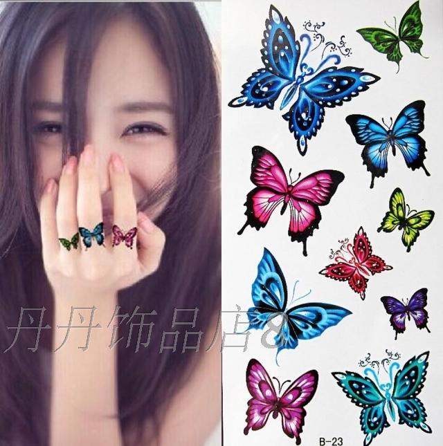 女防水纹身贴纸 可爱小蝴蝶 纹身韩国贴纸 满10张包邮 B23