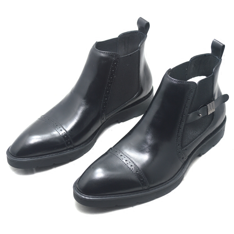 New style mens short boots, trend, pointed sleeve, Chelsea boots, British pure cow leather boots, business dress, high top mens shoes