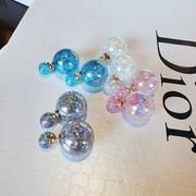 Makeup Bag-mail fashion personality magic artificial Pearl Double-Stud female Korean fashion summer earrings