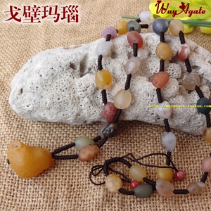 现货纯天然原色无烧阿拉善戈壁多彩糖心玛瑙项链毛衣链黄吊坠女款