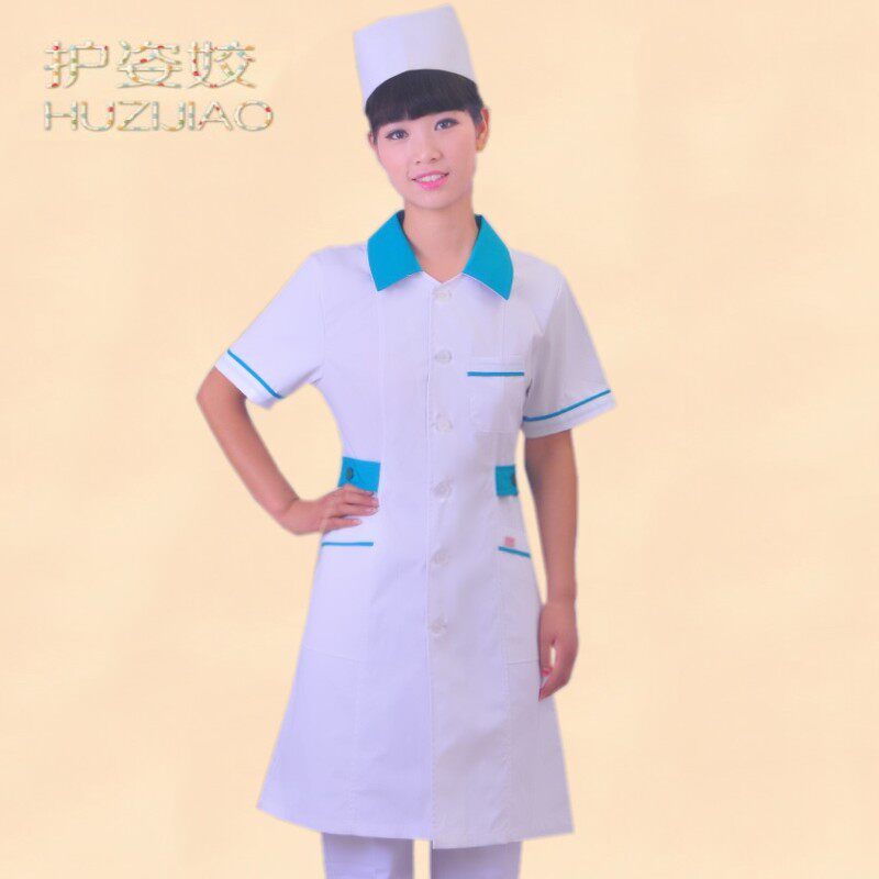 包邮新款修身护士服大衣护士服夏装护士服短袖药房工作服HSX-013