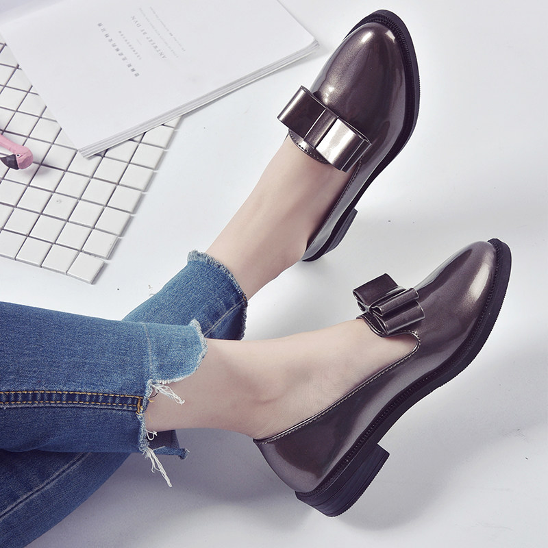 2017英倫風漆皮小皮鞋女夏舒適平底尖頭單鞋淺口蝴蝶結低跟工作鞋在類目 女鞋, 低幫鞋中 - 來自Buy2taobao.com提供專業的淘寶代購服務