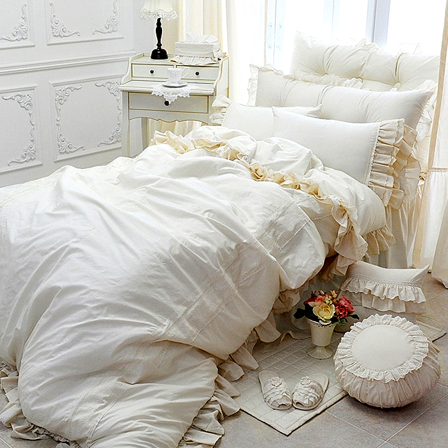 韩国进口纯棉蕾丝花边四件套床品