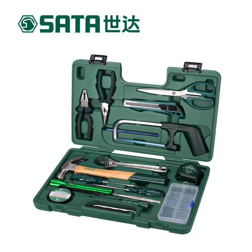世达家庭套装电工工具箱家用五金维修组合老虎钳螺丝刀15件06008
