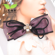 Bagen grass Korea fabric hair hand-sewing the top clip rhinestone side bow tassels clip hair jewelry