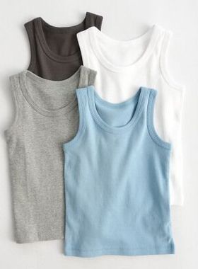 直销儿童背心款宝宝小孩男童女童装无袖吸汗透纯棉白色t恤打底衫