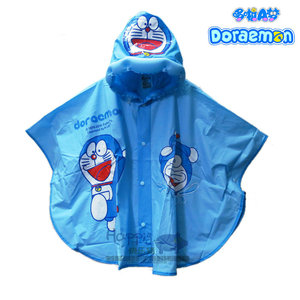 Doraemon 哆啦A梦叮噹猫吹气卡通帽儿童雨披雨衣充气帽斗篷4-12岁