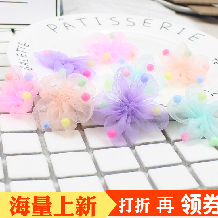 diy手工儿童欧根纱发箍五瓣花