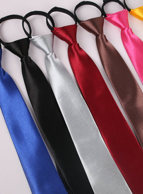 包邮女士拉链领带短款商务职业韩版学院风自动懒人方便免打易拉得