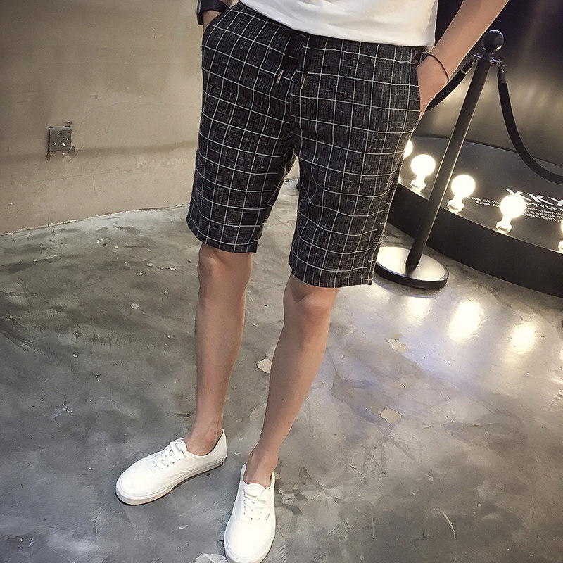 A003-K171-P20 新款男装格子休闲短裤 酒店风 街拍 涤99%图片