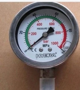 YN60电动泵手动高压耐震压力表100mpa全不锈钢防震防腐压力表东亚
