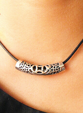 苗银镂空雕花韩版短款情侣锁骨链