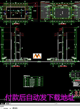 X16学校公园广场公司升旗台三根旗杆平台全套CAD施工图纸基础详图