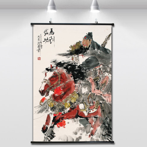马到成功关二爷霸气客厅装饰画玄关过道有框画挂画海报结义壁画