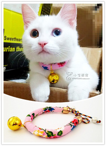 包邮手工定制宠物和风招财猫项圈 铃铛项圈猫狗项圈 日本进口面料