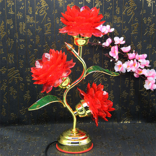 正品三品红色莲花灯 供佛LED佛堂莲花灯长明灯佛供灯佛具佛堂用品