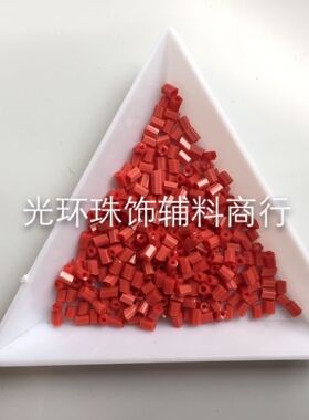 3mm红色瓷管珠 3mm大红色管珠 串珠材料 服装辅料 红色角珠