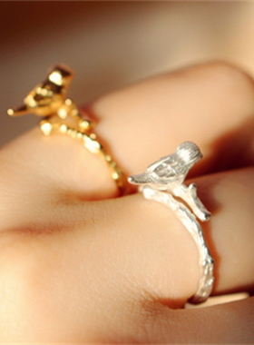 森系树枝可调节大小保色铜戒指