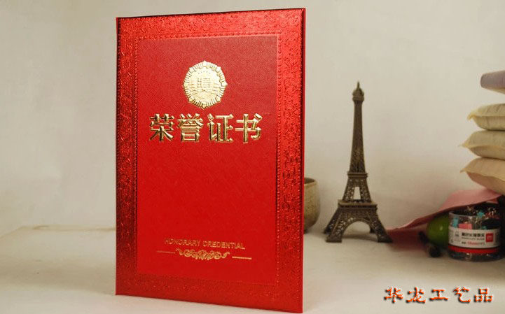 华龙  特种纸菱格浮雕 高档荣誉证书