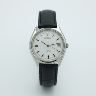海达手表老上海产经典简单白盘三针钢带国产自动男机械表库存全新
