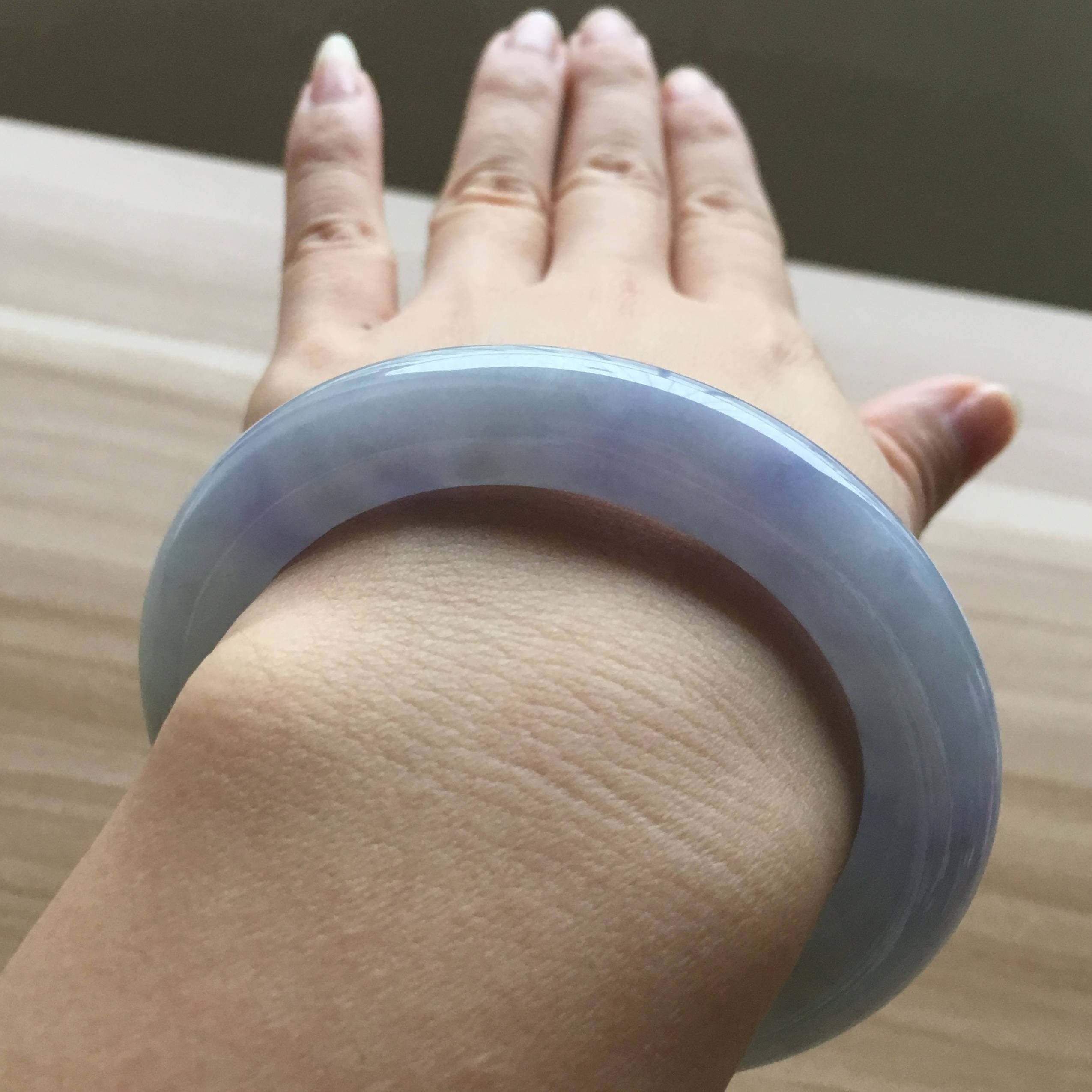 金翠宝翡翠 天然a货冰糯种紫罗兰翡翠手镯缅甸老坑紫圆条翡翠玉镯