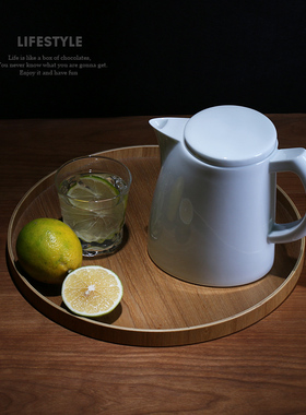 出口原单美式纯白色陶瓷咖啡壶冷水壶果汁壶耐高温简约耐看SOWDEN