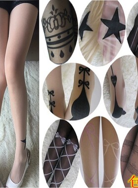 低价日本丝袜性感女裤袜提花纹图案超薄小众大牌加长蝴蝶结洛丽塔