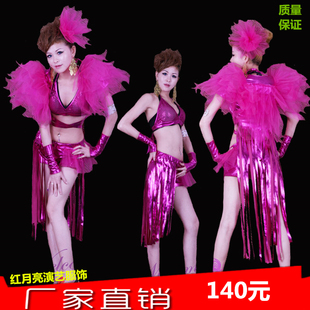 DS领舞钢管 女歌手舞蹈舞台演出服装 蓬蓬肩流苏开场大气套装 934