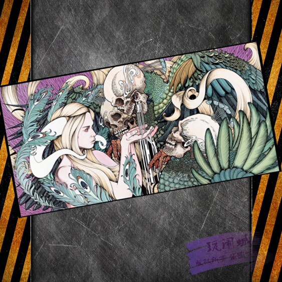 欧美 美式风格骷髅与美女图案挂旗 纹身店酒吧夜店装饰挂布挂cy17