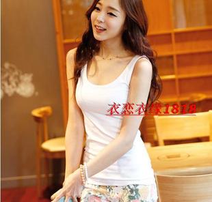 新款 纯色后背U型运动小背心 女夏吊带背心打底吊带衫