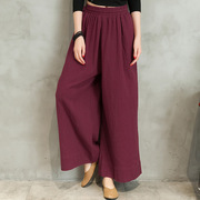 春装新款 棉麻休闲阔腿裤宽松瑜伽舞蹈裤大码女禅茶服