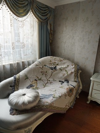 清仓美式田园花鸟双三人棉线沙发垫巾罩盖毯飘窗垫尺寸不全特价