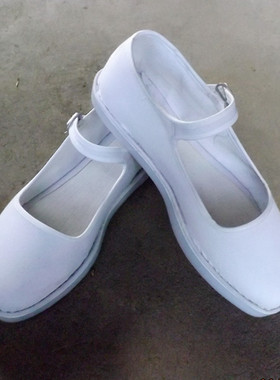 【现做】新品上市白色一带方口塑料底布鞋白孝鞋护士鞋工作鞋订做