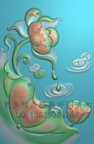 莲花精雕图灰度图浮雕图电脑雕刻图精品玉雕大荷花牌子新款特价