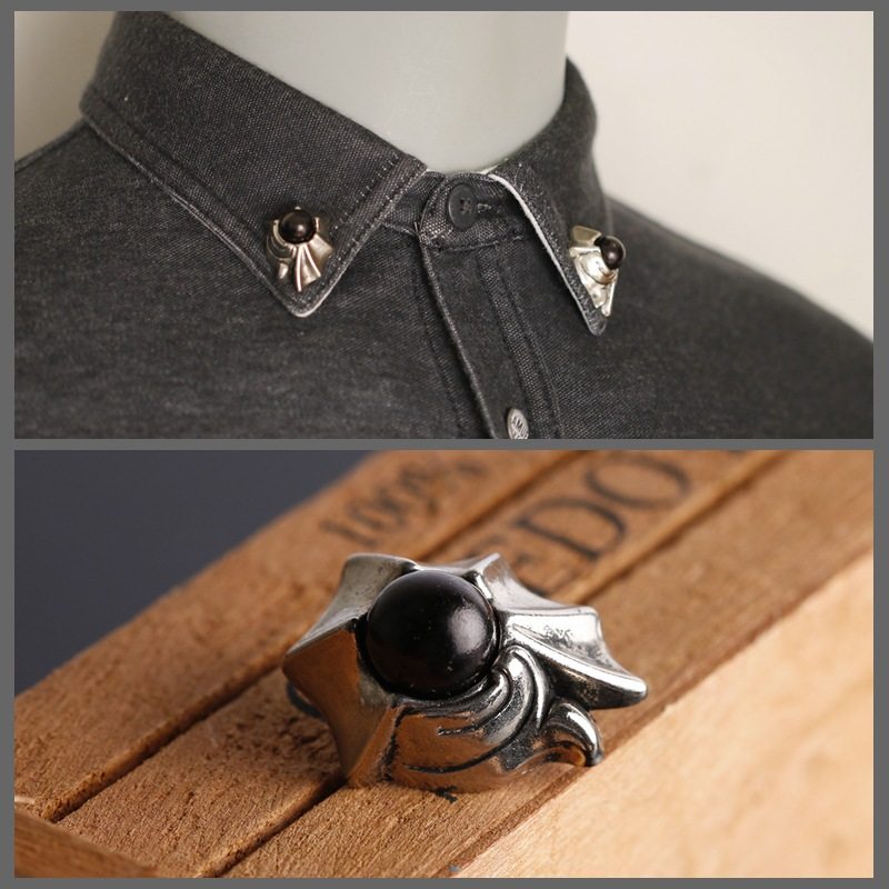 星曌●男士领针男式魔幻黑珍珠胸针婚礼节庆新郎西装别针西服胸章