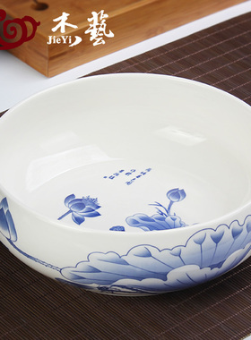 茶洗大号特大家用笔洗青花瓷陶瓷茶具配件洗茶碗茶道零配水盂水洗