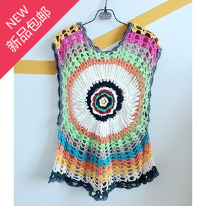 韩版包邮大码镂空针织衫套头宽松蝙蝠衫网衫罩衫短袖外套女夏