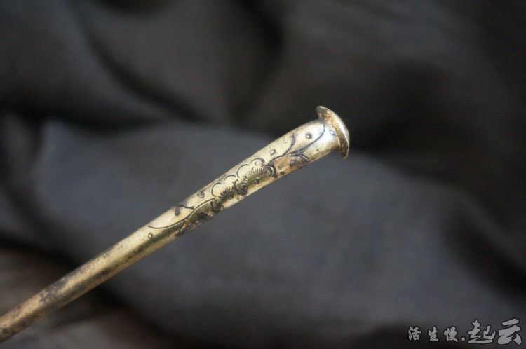 云起收藏。清代早期蘑菇头包金梅花老簪子汉服配饰