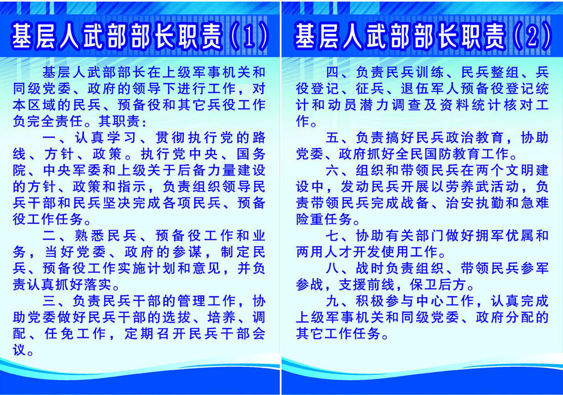 721海报印制展板写真喷绘贴纸335基层人武部部长职责