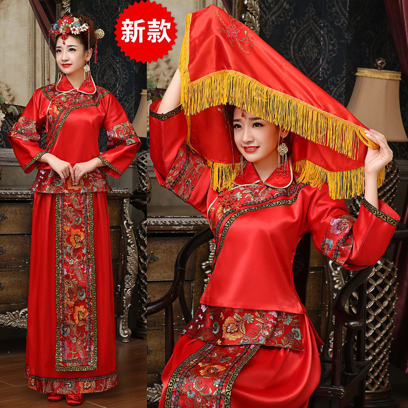 新款秀禾服绣禾服新娘中式礼服结婚旗袍龙凤褂佟丽娅红色婚纱敬酒