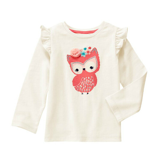 现货金宝贝gymboree 童装女童猫头鹰长袖t恤可爱公主纯棉上衣秋
