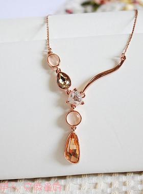 饰品玫瑰金水晶防过敏短链