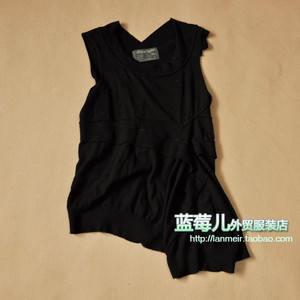 蓝莓儿外贸店AS 英伦风百搭抽褶 套头羊毛女式背心