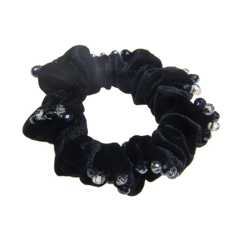 韩版弹力丝绒串珠发圈皮筋头饰品